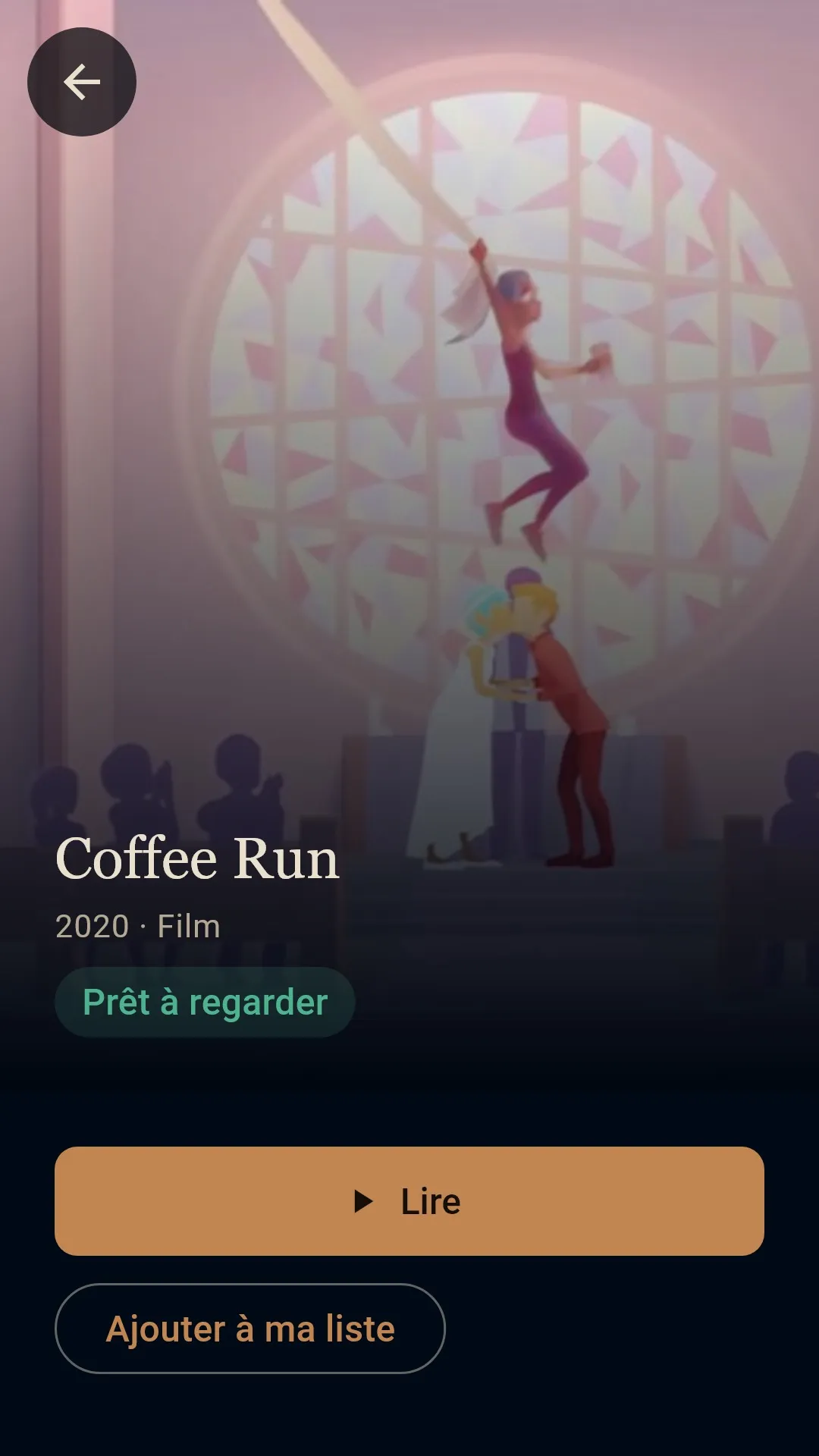 La page d’un film « Prêt à regarder », avec le bouton « Ajouter à ma liste »